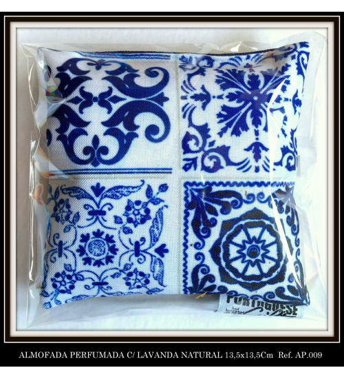 ALMOFADA PERFUMADA DE ALFAZEMA / LAVANDA NATURAL 4 azulejos azuis claros 100% Eco 
